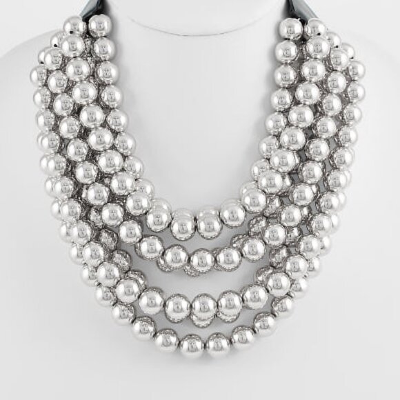 NEW Stunning Faceted Beaded 7-Strand Bib Statement Necklace in Gold or Silver - Picture 4 of 9